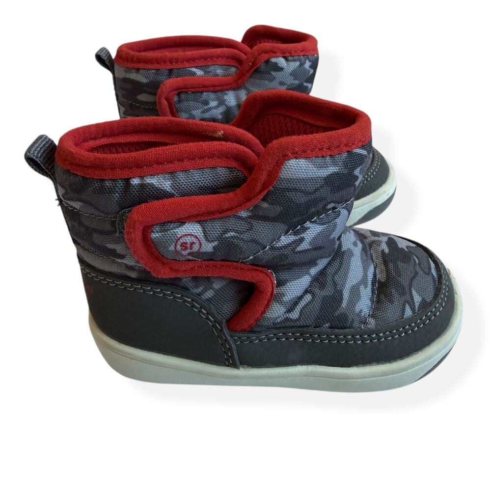 Stride Rite Baby Surprize Aster Boots Winter Red Grey Camo Baby 4